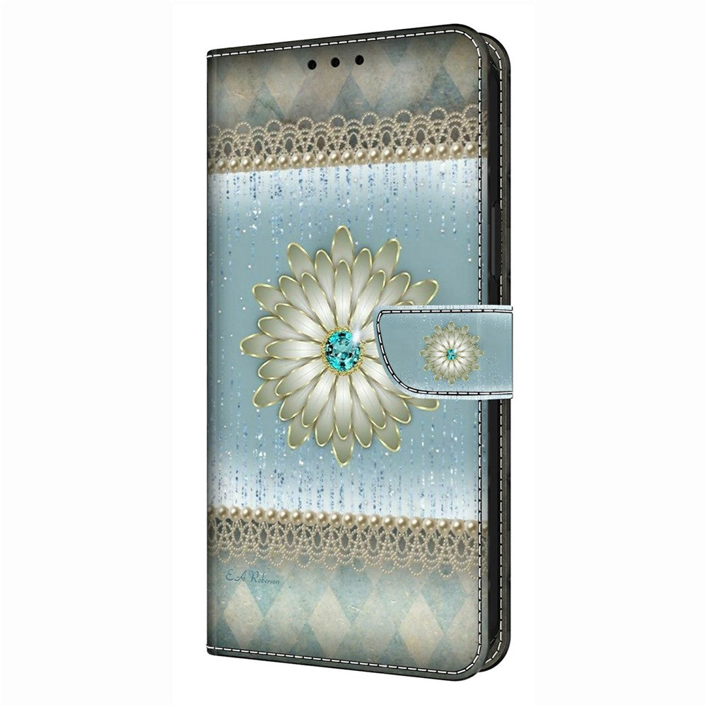Wallet Case For Xiaomi Poco M8 5G / Redmi Note 15 5G (Global) / 15 4G (Global) Pattern Printing Stand Leather Flip Phone Cover - Blue Diamond Flower