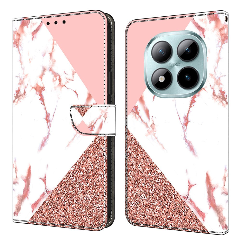 Wallet Case For Xiaomi Poco M8 5G / Redmi Note 15 5G (Global) / 15 4G (Global) Pattern Printing Stand Leather Flip Phone Cover - Triangular Marble