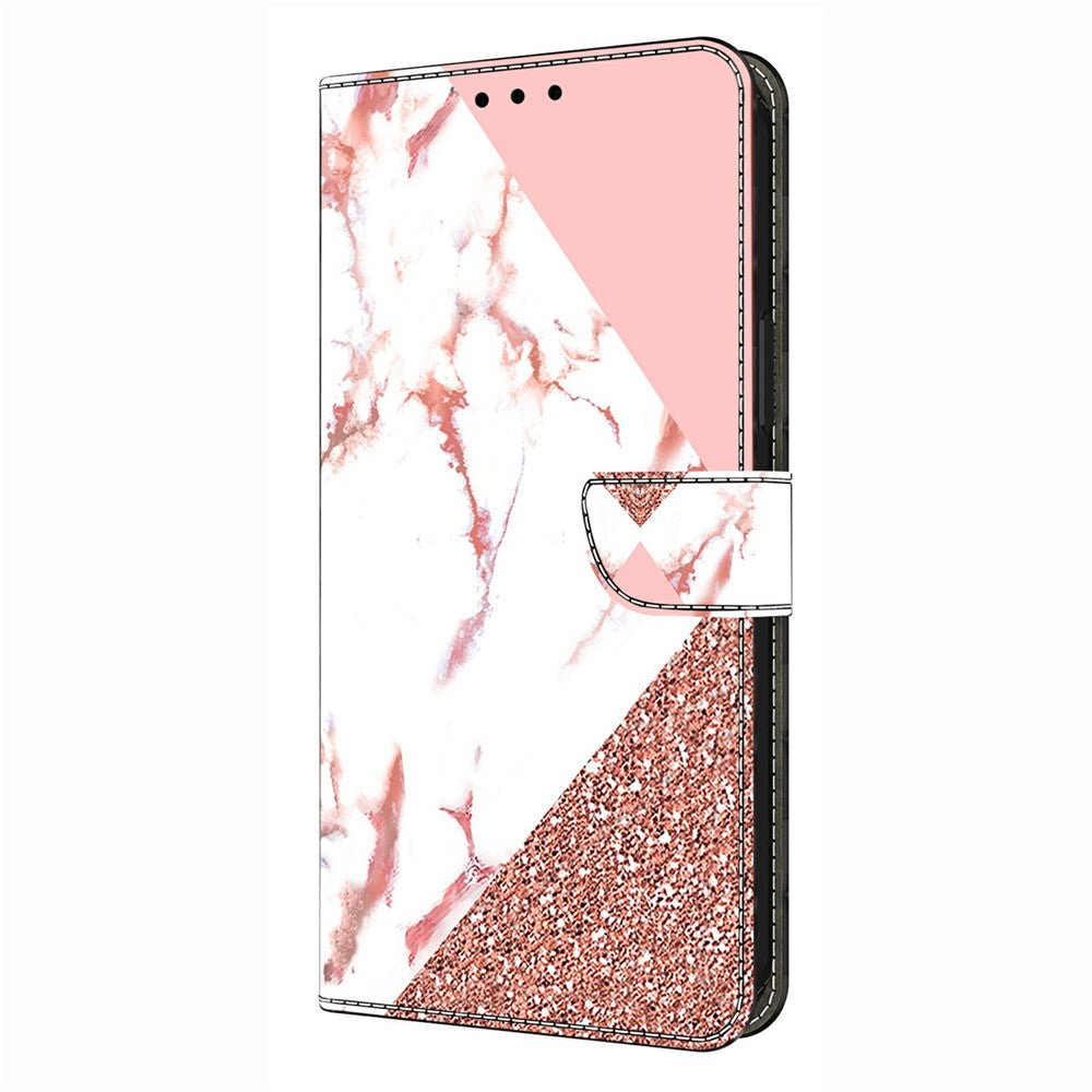 Wallet Case For Xiaomi Poco M8 5G / Redmi Note 15 5G (Global) / 15 4G (Global) Pattern Printing Stand Leather Flip Phone Cover - Triangular Marble