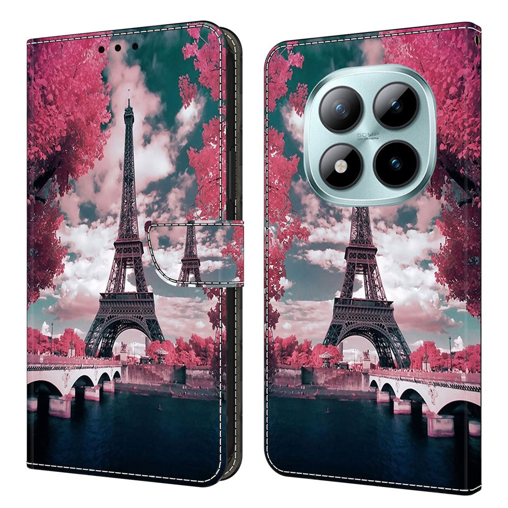 Wallet Case For Xiaomi Poco M8 5G / Redmi Note 15 5G (Global) / 15 4G (Global) Pattern Printing Stand Leather Flip Phone Cover - Eiffel Tower