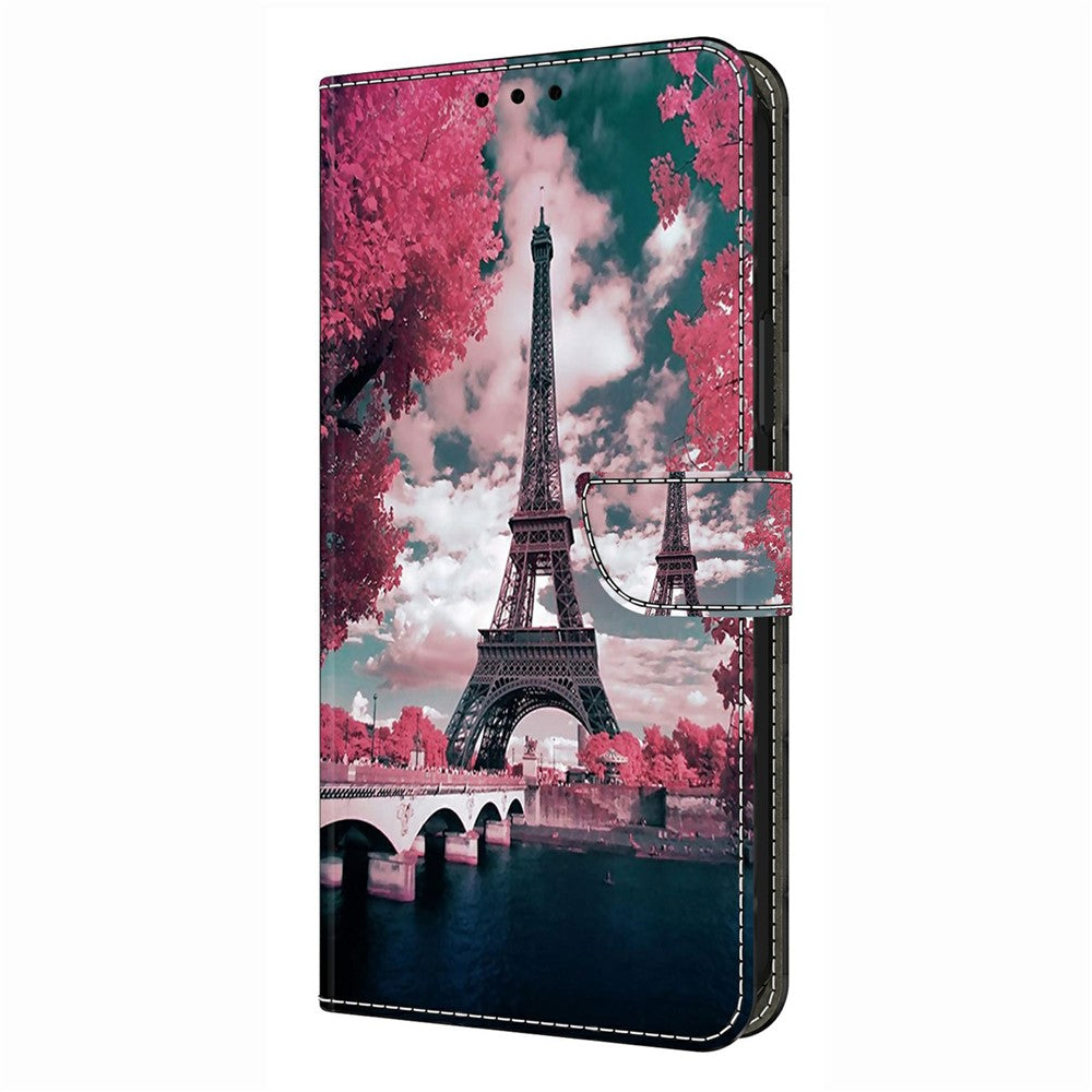 Wallet Case For Xiaomi Poco M8 5G / Redmi Note 15 5G (Global) / 15 4G (Global) Pattern Printing Stand Leather Flip Phone Cover - Eiffel Tower