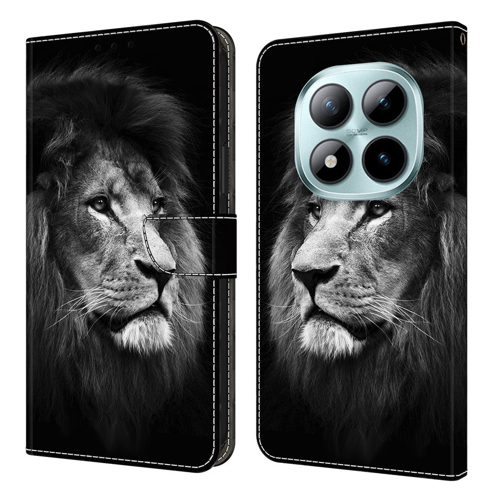 Wallet Case For Xiaomi Poco M8 5G / Redmi Note 15 5G (Global) / 15 4G (Global) Pattern Printing Stand Leather Flip Phone Cover - Lion
