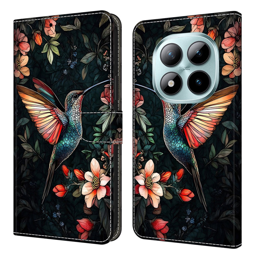 Leather Case For Xiaomi Poco M8 5G / Redmi Note 15 5G (Global) / 15 4G (Global) Pattern Printing Stand Flip Phone Cover - Green Magpie