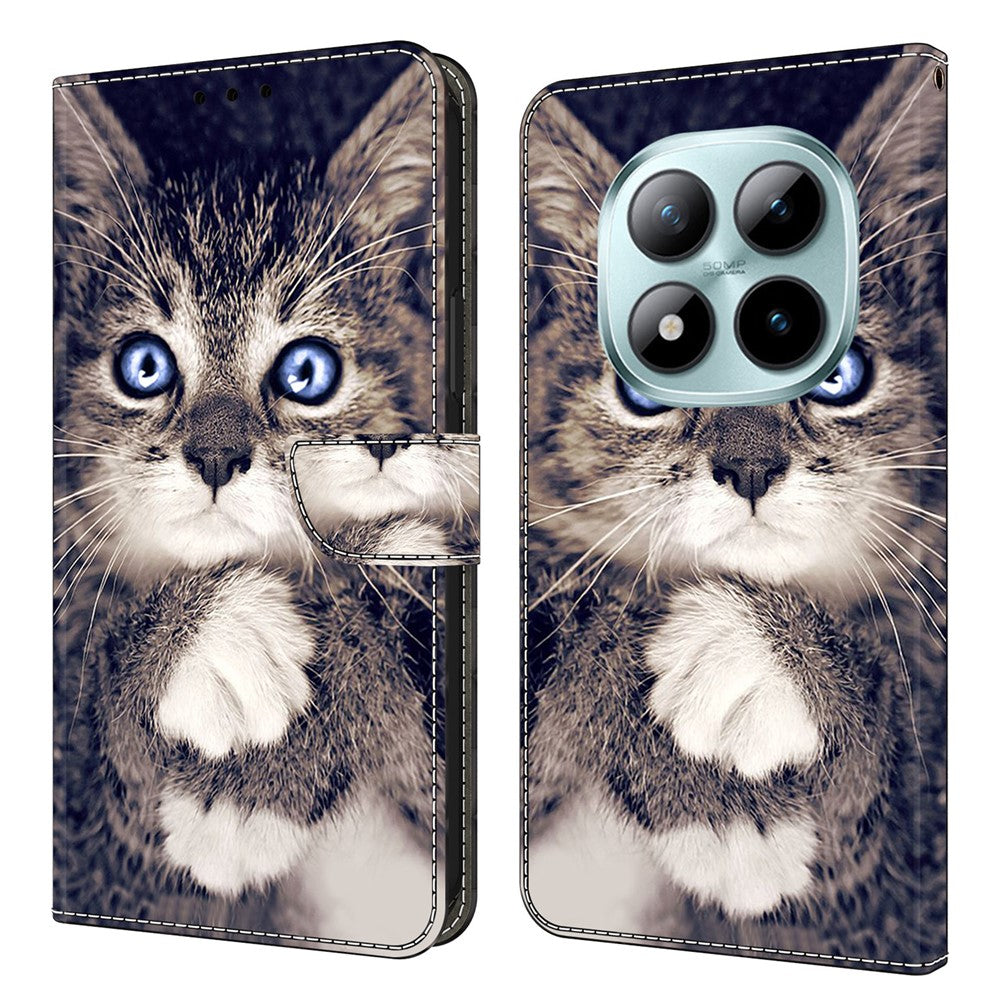 Leather Case For Xiaomi Poco M8 5G / Redmi Note 15 5G (Global) / 15 4G (Global) Pattern Printing Stand Flip Phone Cover - Hand-holding Cat