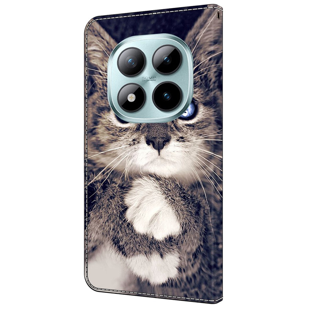 Leather Case For Xiaomi Poco M8 5G / Redmi Note 15 5G (Global) / 15 4G (Global) Pattern Printing Stand Flip Phone Cover - Hand-holding Cat