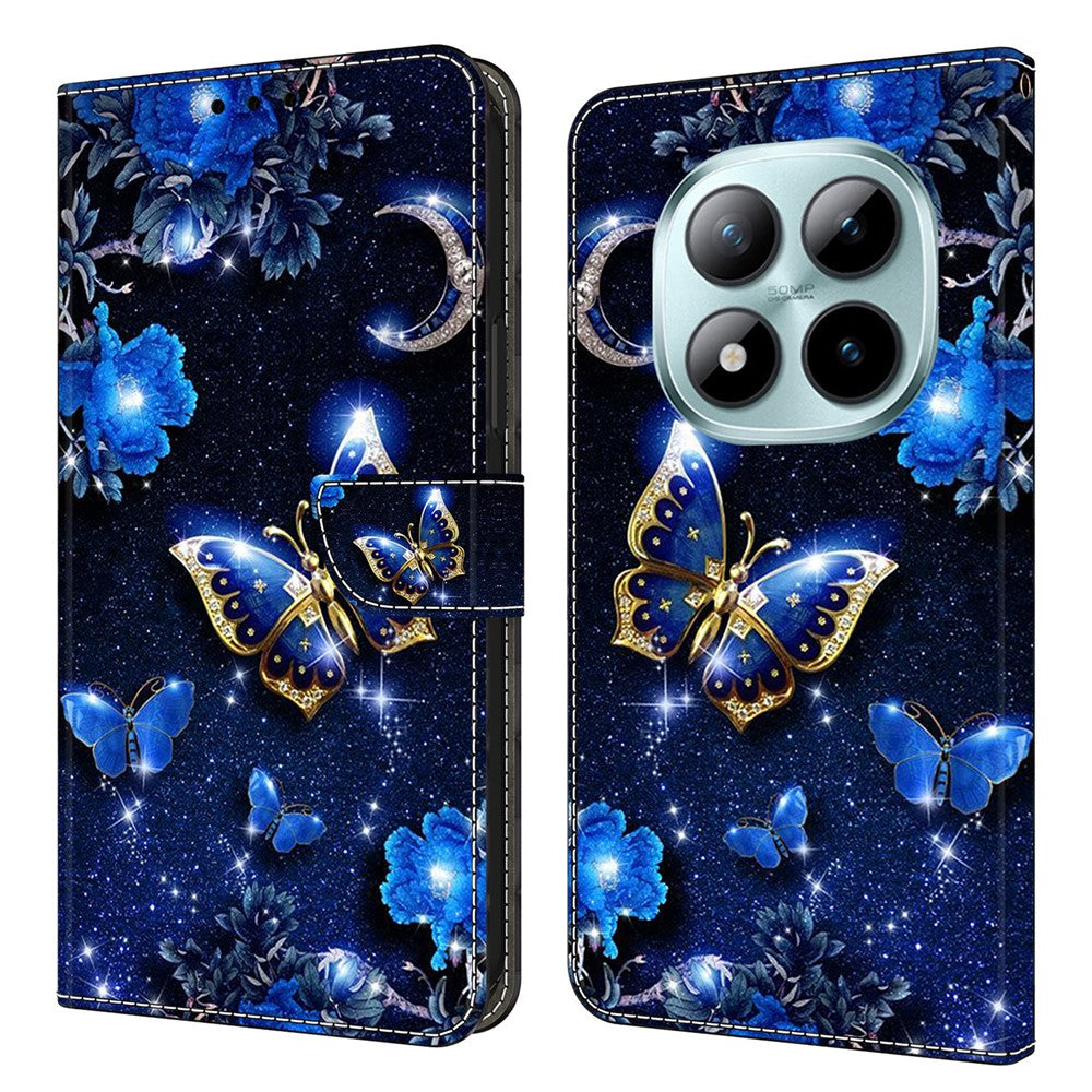 Leather Case For Xiaomi Poco M8 5G / Redmi Note 15 5G (Global) / 15 4G (Global) Pattern Printing Stand Flip Phone Cover - Brilliant Butterfly