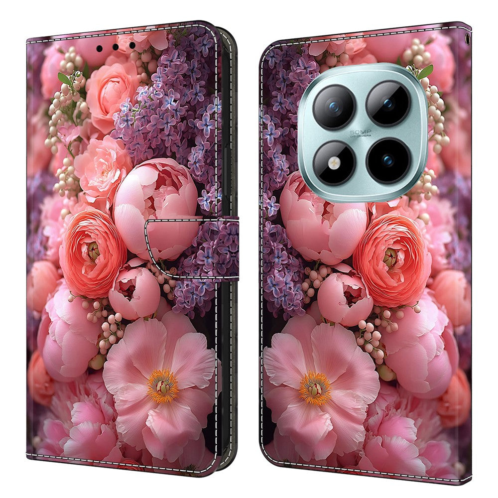 Leather Case For Xiaomi Poco M8 5G / Redmi Note 15 5G (Global) / 15 4G (Global) Pattern Printing Stand Flip Phone Cover - Ranunculaceae