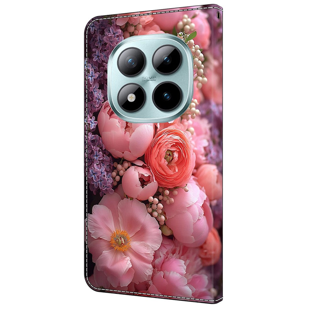Leather Case For Xiaomi Poco M8 5G / Redmi Note 15 5G (Global) / 15 4G (Global) Pattern Printing Stand Flip Phone Cover - Ranunculaceae