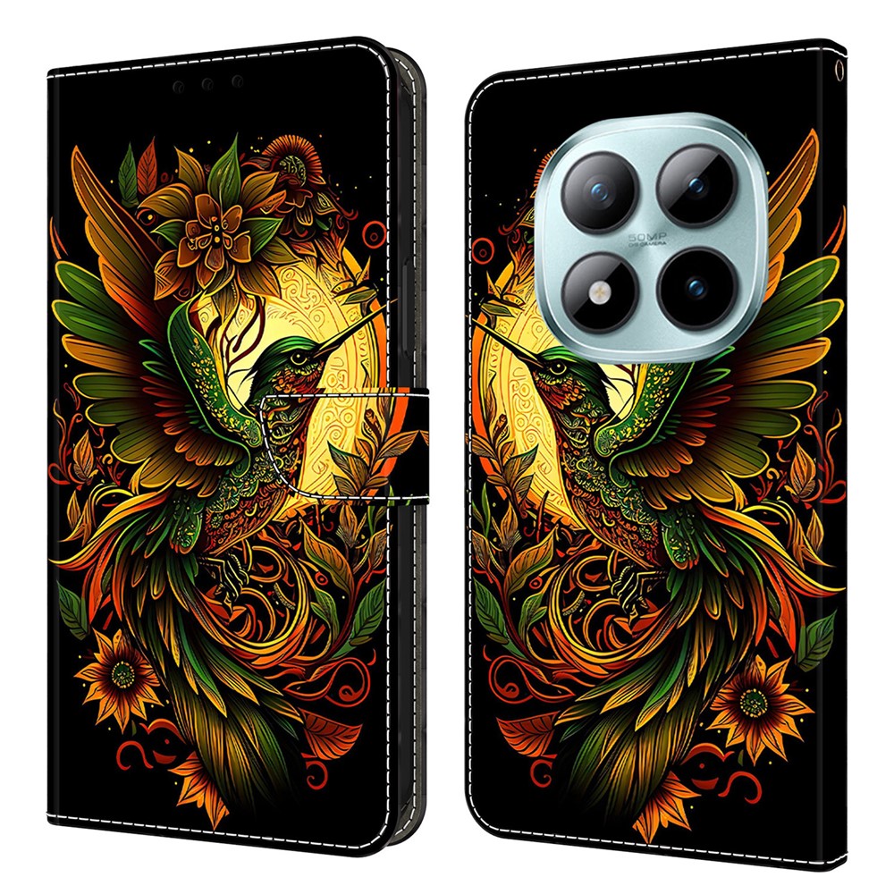 Leather Case For Xiaomi Poco M8 5G / Redmi Note 15 5G (Global) / 15 4G (Global) Pattern Printing Stand Flip Phone Cover - Lark