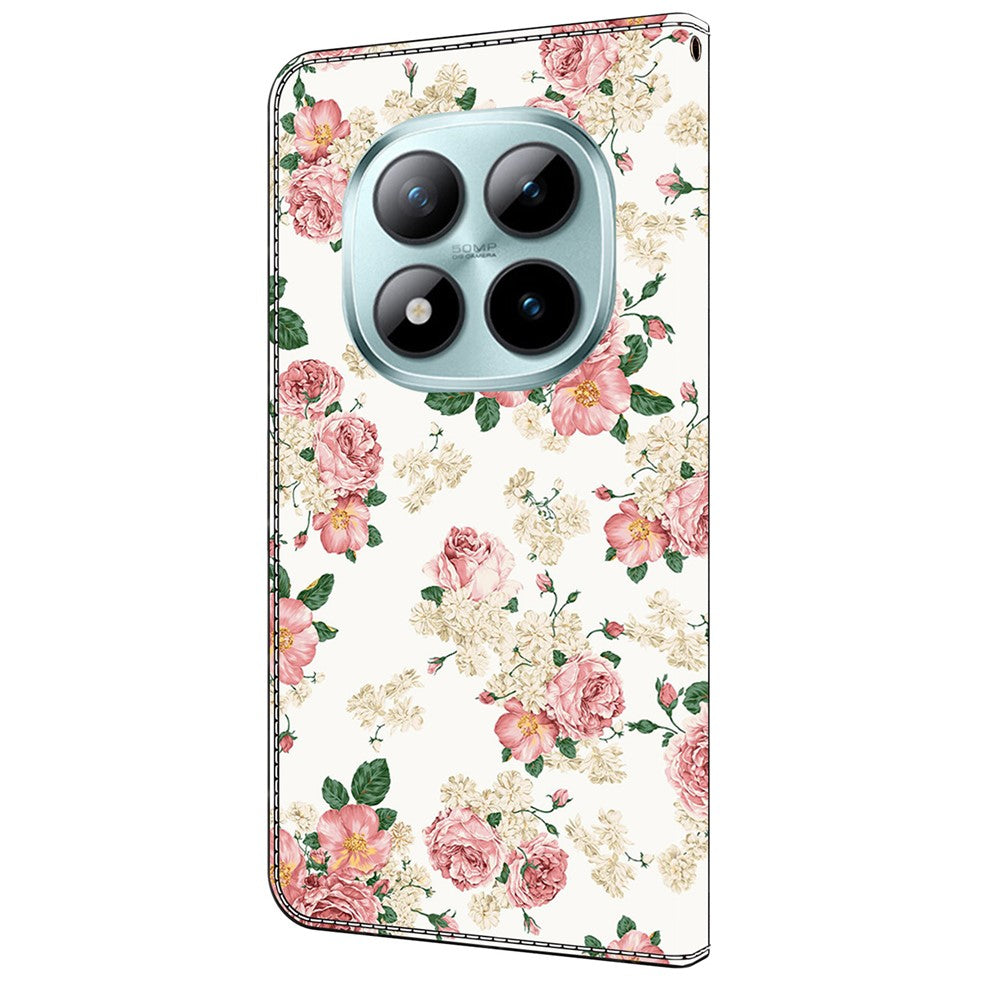 Leather Case For Xiaomi Poco M8 5G / Redmi Note 15 5G (Global) / 15 4G (Global) Pattern Printing Stand Flip Phone Cover - Peony