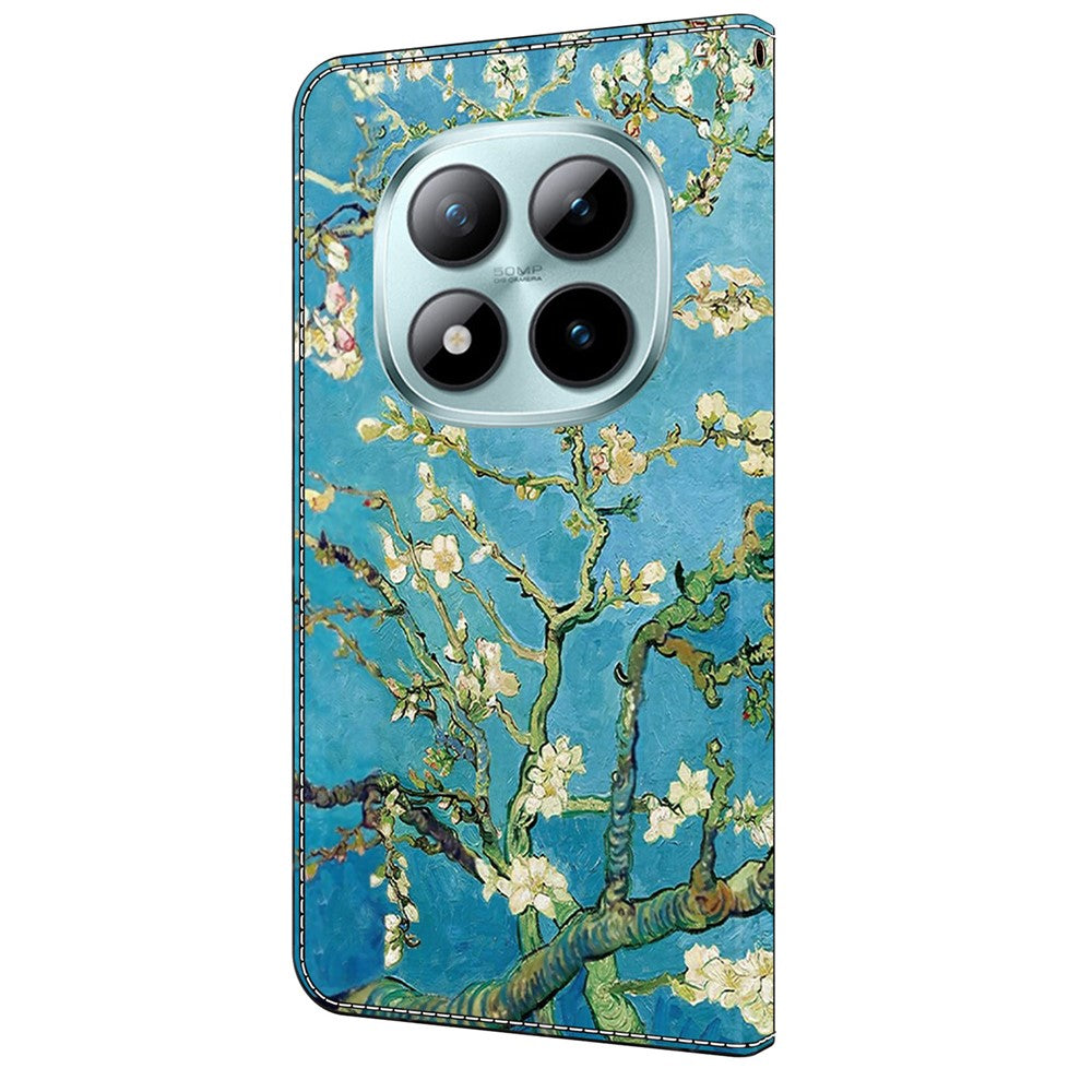 Leather Case For Xiaomi Poco M8 5G / Redmi Note 15 5G (Global) / 15 4G (Global) Pattern Printing Stand Flip Phone Cover - Apricot Blossom