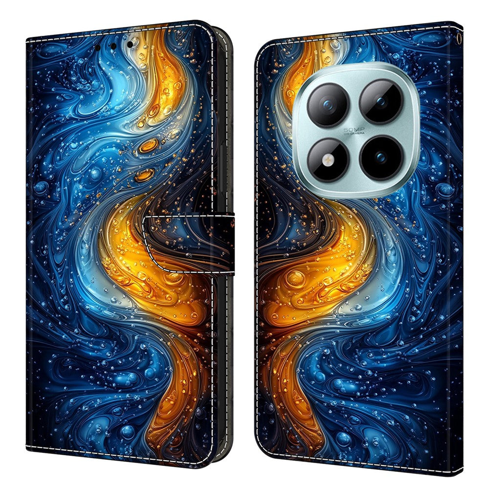 Leather Case For Xiaomi Poco M8 5G / Redmi Note 15 5G (Global) / 15 4G (Global) Pattern Printing Stand Flip Phone Cover - Liquid