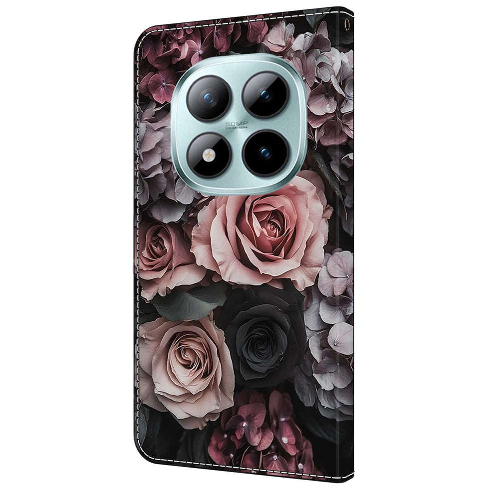 Leather Case For Xiaomi Poco M8 5G / Redmi Note 15 5G (Global) / 15 4G (Global) Pattern Printing Stand Flip Phone Cover - Chinese Rose