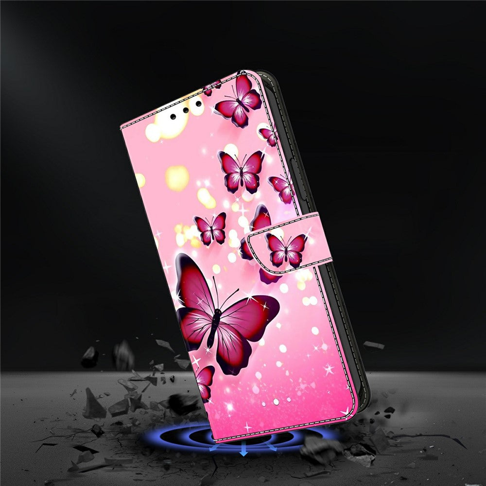Wallet Case For Xiaomi Poco M8 5G / Redmi Note 15 5G (Global) / 15 4G (Global) Stand Pattern Printing PU Leather Flip Phone Cover - Pink Butterfly