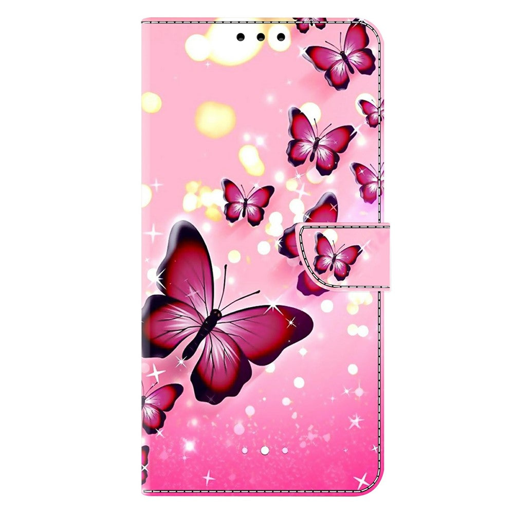 Wallet Case For Xiaomi Poco M8 5G / Redmi Note 15 5G (Global) / 15 4G (Global) Stand Pattern Printing PU Leather Flip Phone Cover - Pink Butterfly