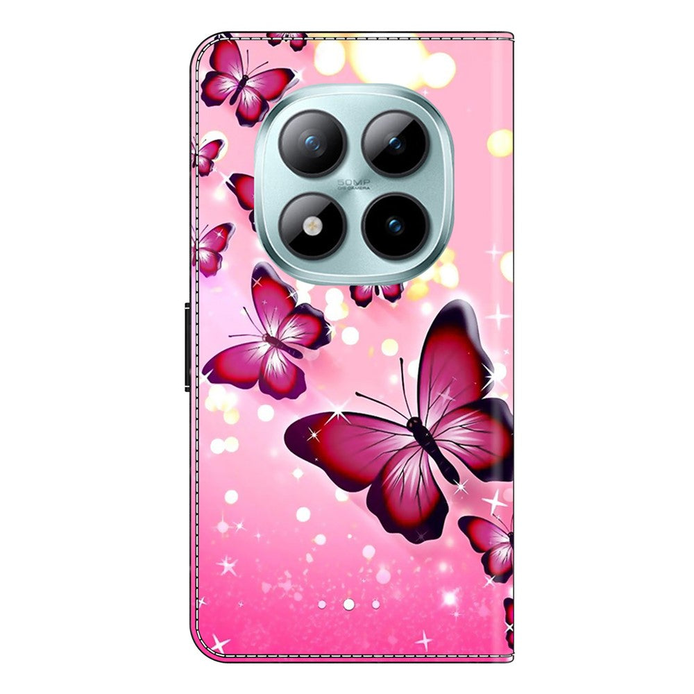 Wallet Case For Xiaomi Poco M8 5G / Redmi Note 15 5G (Global) / 15 4G (Global) Stand Pattern Printing PU Leather Flip Phone Cover - Pink Butterfly