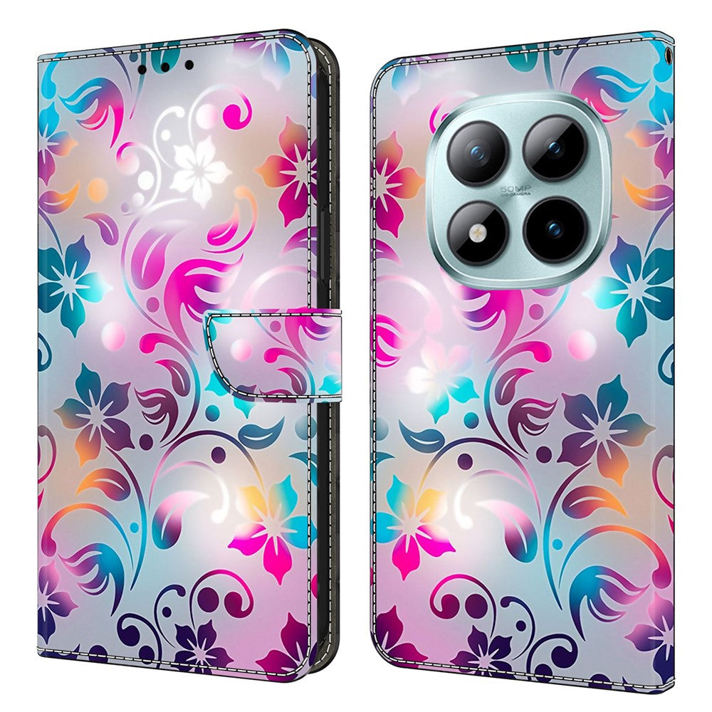 Wallet Case For Xiaomi Poco M8 5G / Redmi Note 15 5G (Global) / 15 4G (Global) Stand Pattern Printing PU Leather Flip Phone Cover - Craft Flowers