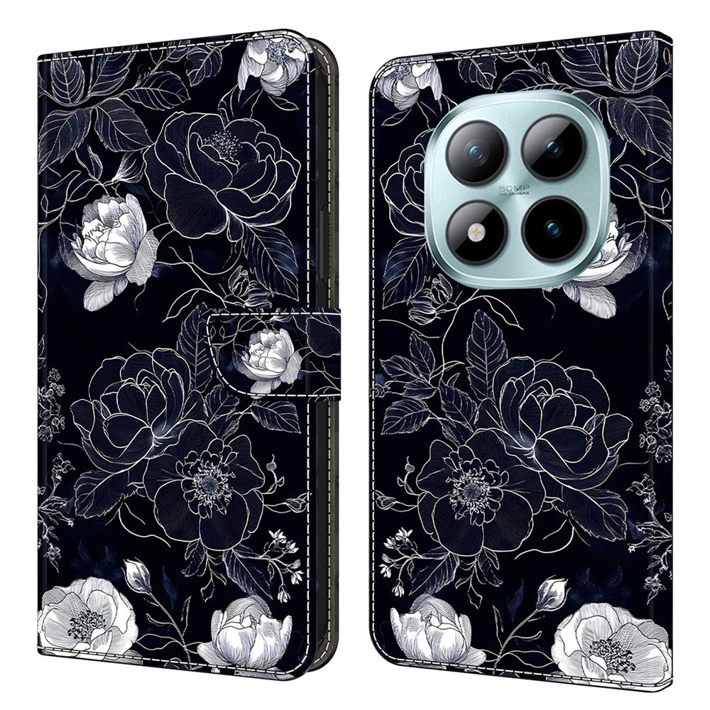 Wallet Case For Xiaomi Poco M8 5G / Redmi Note 15 5G (Global) / 15 4G (Global) Stand Pattern Printing PU Leather Flip Phone Cover - Vintage Flowers