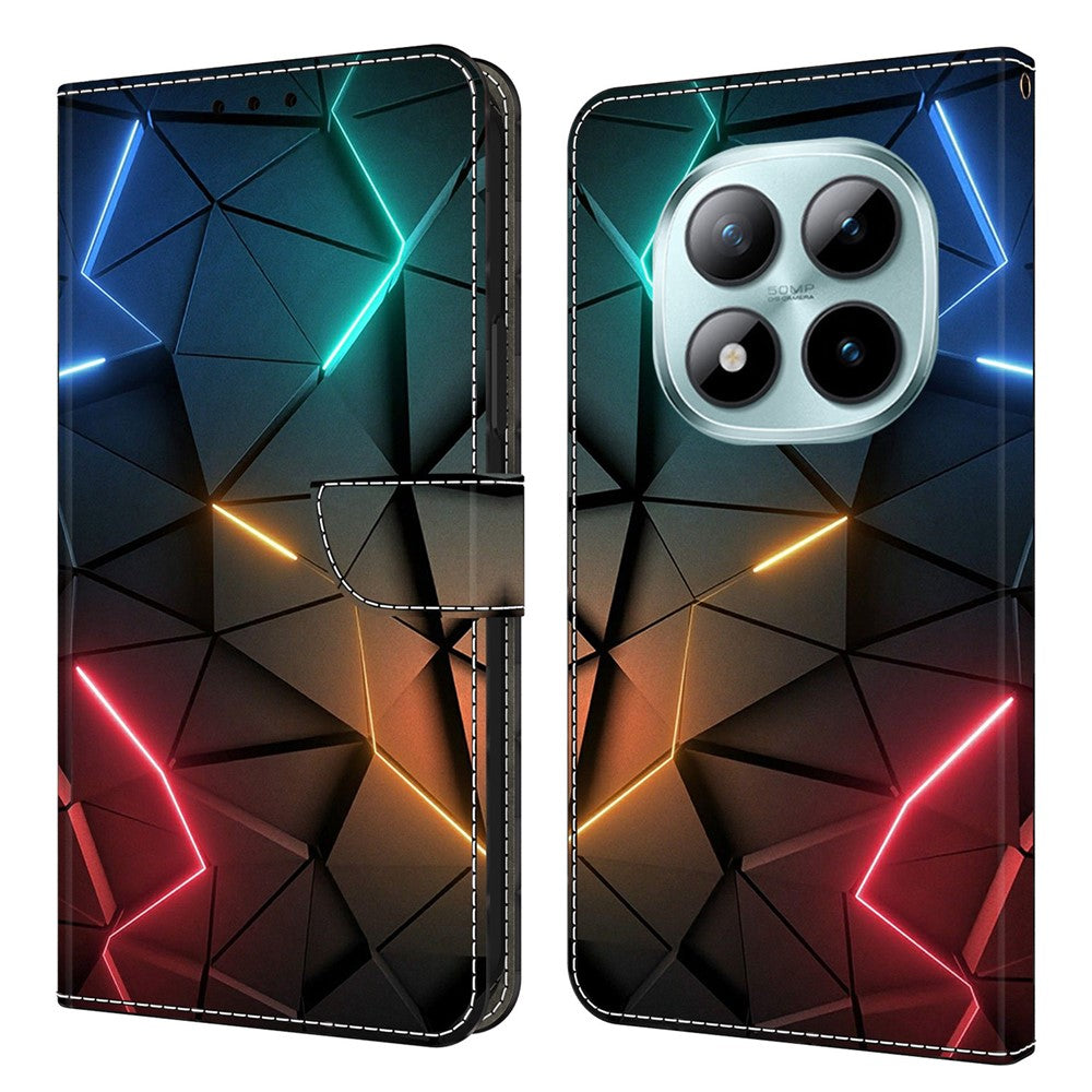 Wallet Case For Xiaomi Poco M8 5G / Redmi Note 15 5G (Global) / 15 4G (Global) Stand Pattern Printing PU Leather Flip Phone Cover - Light Cracks