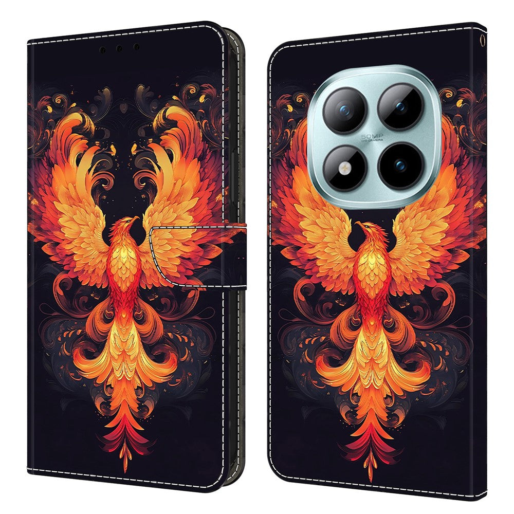 Wallet Case For Xiaomi Poco M8 5G / Redmi Note 15 5G (Global) / 15 4G (Global) Stand Pattern Printing PU Leather Flip Phone Cover - Flame Bird