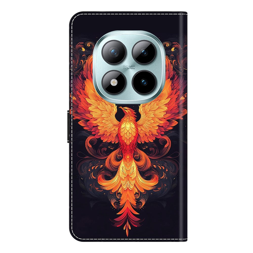 Wallet Case For Xiaomi Poco M8 5G / Redmi Note 15 5G (Global) / 15 4G (Global) Stand Pattern Printing PU Leather Flip Phone Cover - Flame Bird