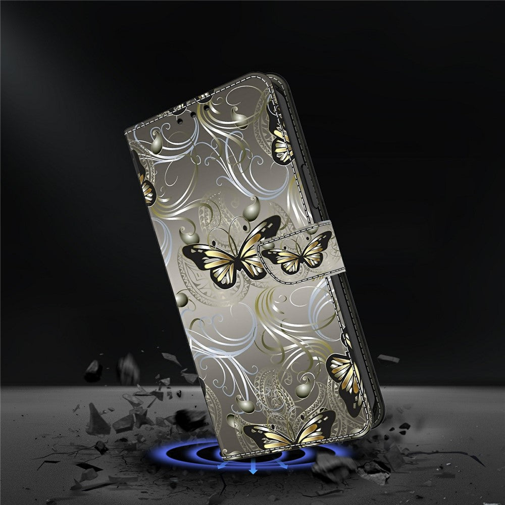 Wallet Case For Xiaomi Poco M8 5G / Redmi Note 15 5G (Global) / 15 4G (Global) Stand Pattern Printing PU Leather Flip Phone Cover - Lace Butterfly