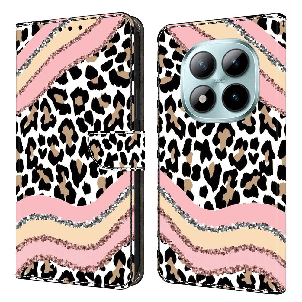 Wallet Case For Xiaomi Poco M8 5G / Redmi Note 15 5G (Global) / 15 4G (Global) Stand Pattern Printing PU Leather Flip Phone Cover - Striped Leopard