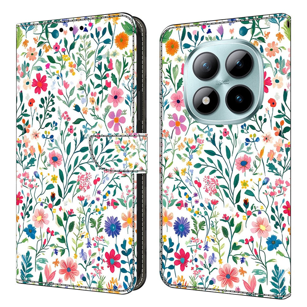 Wallet Case For Xiaomi Poco M8 5G / Redmi Note 15 5G (Global) / 15 4G (Global) Stand Pattern Printing PU Leather Flip Phone Cover - Small Flowerbed