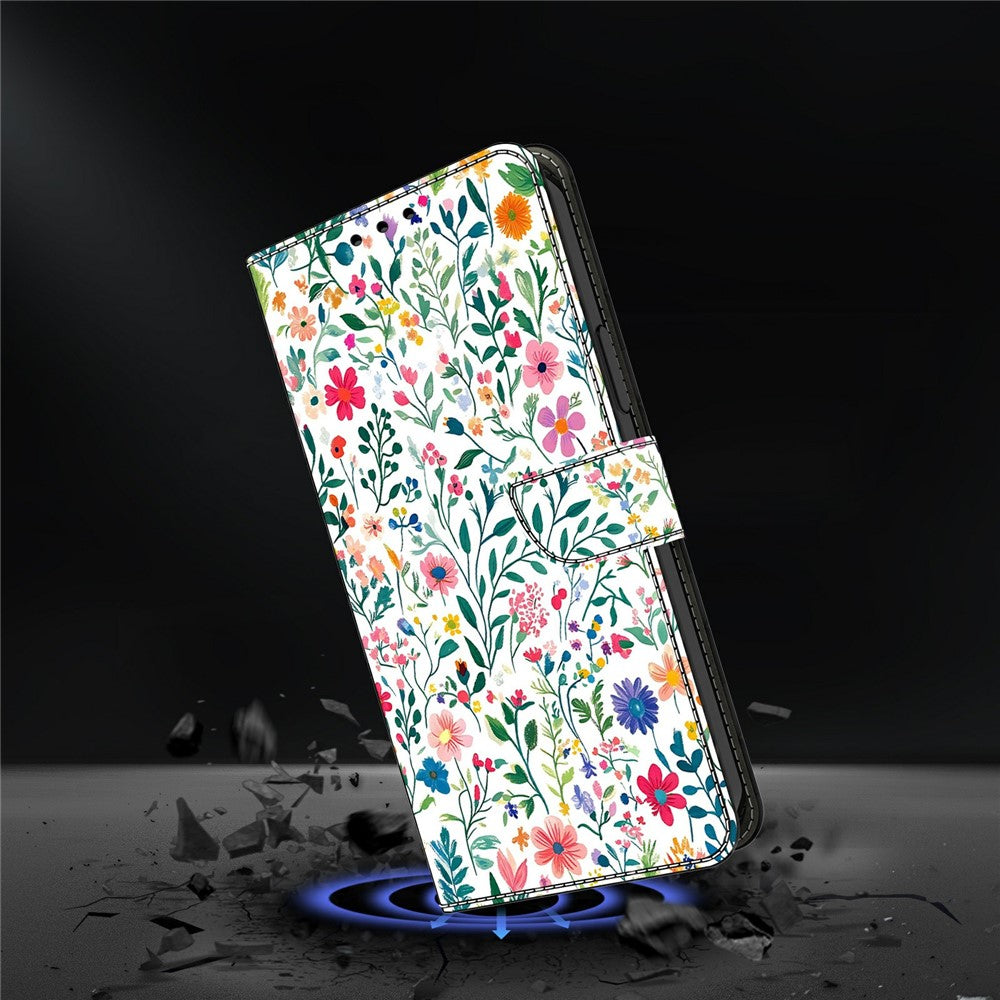 Wallet Case For Xiaomi Poco M8 5G / Redmi Note 15 5G (Global) / 15 4G (Global) Stand Pattern Printing PU Leather Flip Phone Cover - Small Flowerbed
