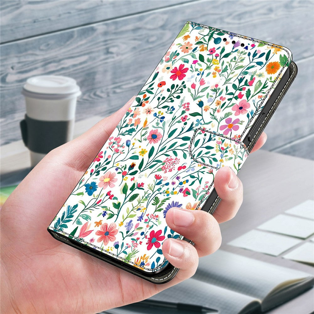 Wallet Case For Xiaomi Poco M8 5G / Redmi Note 15 5G (Global) / 15 4G (Global) Stand Pattern Printing PU Leather Flip Phone Cover - Small Flowerbed