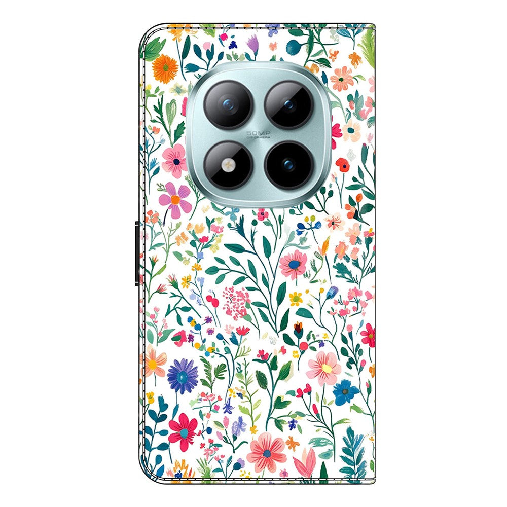 Wallet Case For Xiaomi Poco M8 5G / Redmi Note 15 5G (Global) / 15 4G (Global) Stand Pattern Printing PU Leather Flip Phone Cover - Small Flowerbed