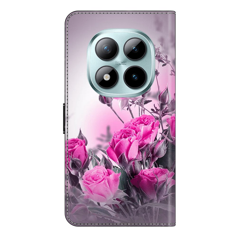 Wallet Case For Xiaomi Poco M8 5G / Redmi Note 15 5G (Global) / 15 4G (Global) Stand Pattern Printing PU Leather Flip Phone Cover - Purple Flowers