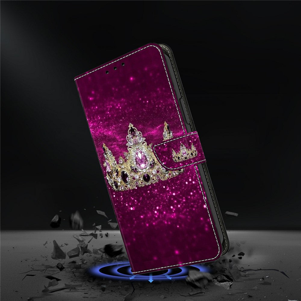Wallet Case For Xiaomi Poco M8 5G / Redmi Note 15 5G (Global) / 15 4G (Global) Stand Pattern Printing PU Leather Flip Phone Cover - Purple Diamond Crown