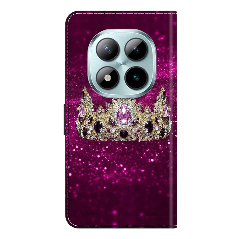Wallet Case For Xiaomi Poco M8 5G / Redmi Note 15 5G (Global) / 15 4G (Global) Stand Pattern Printing PU Leather Flip Phone Cover - Purple Diamond Crown