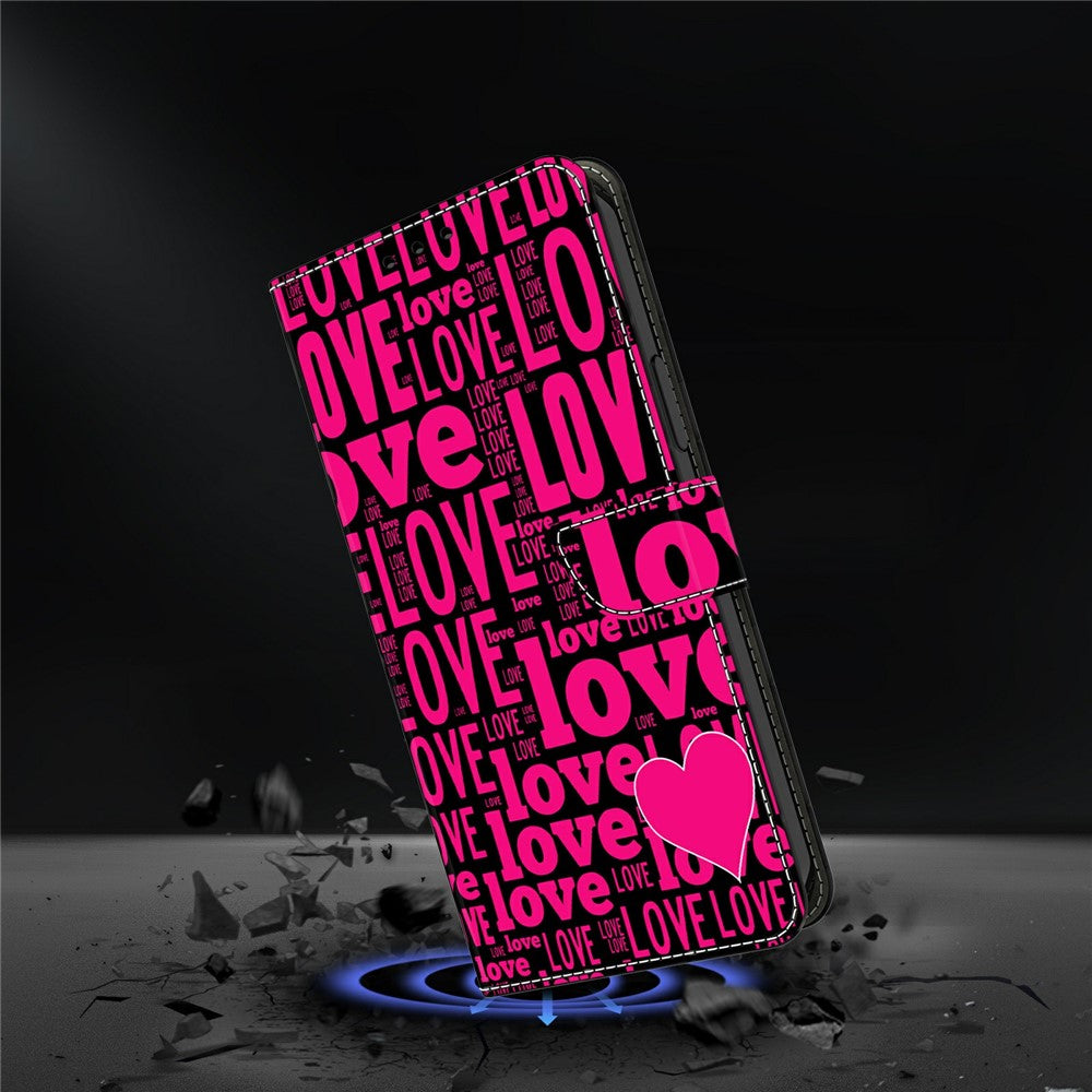 Wallet Case For Xiaomi Poco M8 5G / Redmi Note 15 5G (Global) / 15 4G (Global) Pattern Printing PU Leather Flip Stand Phone Cover - LOVE