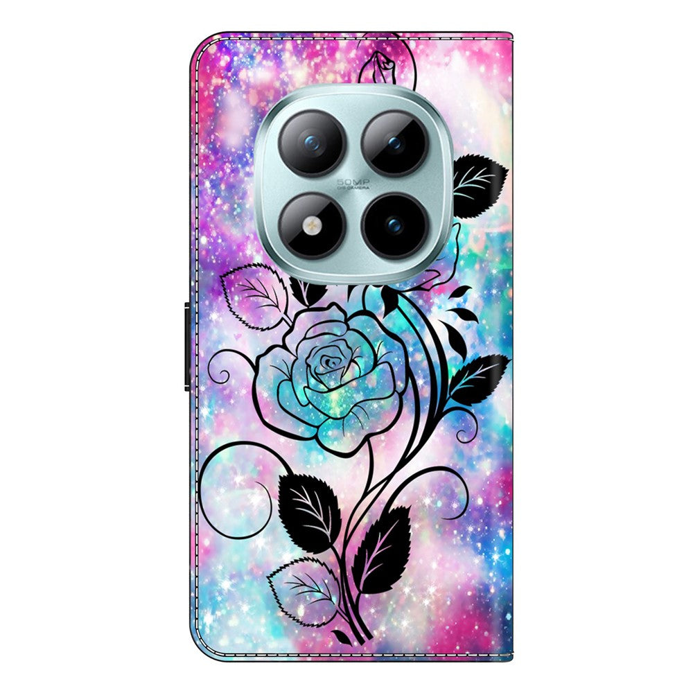 Wallet Case For Xiaomi Poco M8 5G / Redmi Note 15 5G (Global) / 15 4G (Global) Pattern Printing PU Leather Flip Stand Phone Cover - Pen Drawing Rose