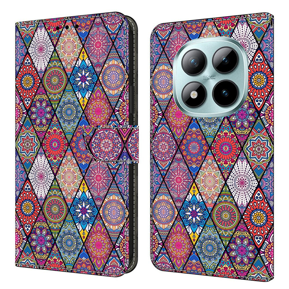 Wallet Case For Xiaomi Poco M8 5G / Redmi Note 15 5G (Global) / 15 4G (Global) Pattern Printing PU Leather Flip Stand Phone Cover - Red Leather