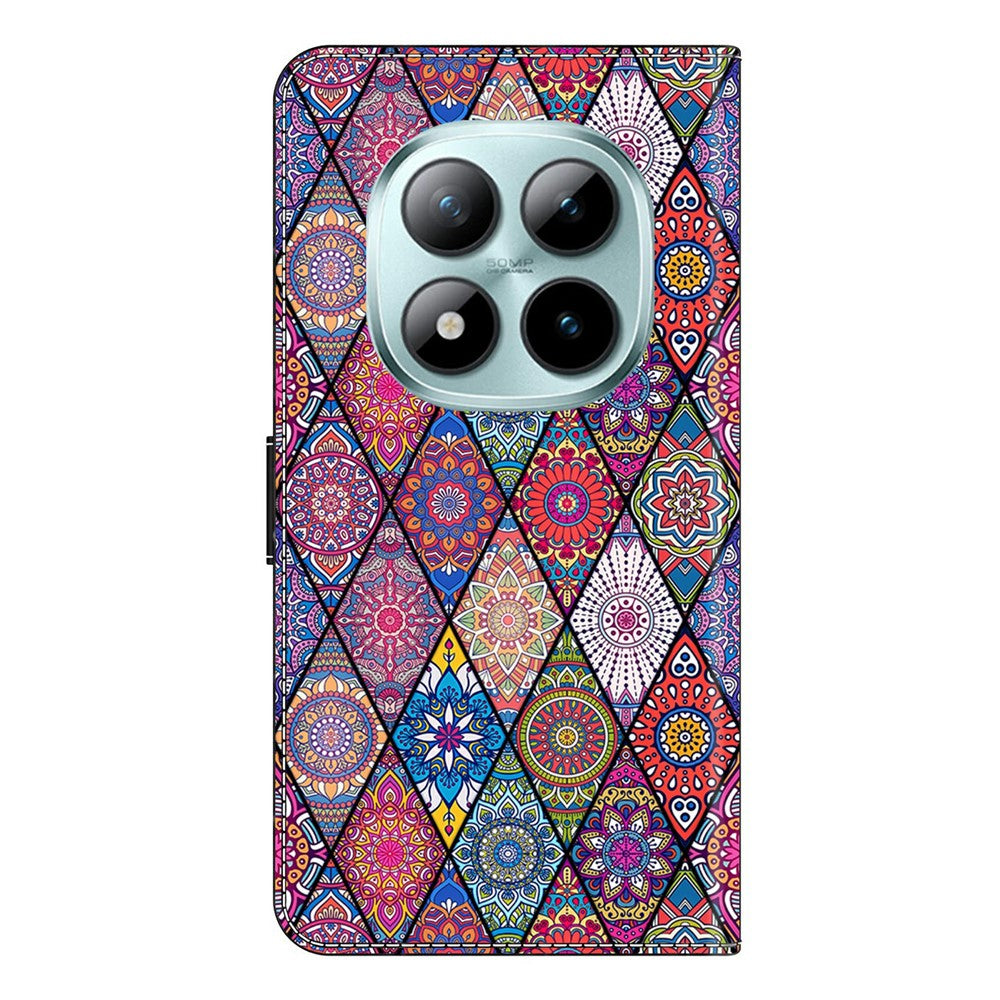 Wallet Case For Xiaomi Poco M8 5G / Redmi Note 15 5G (Global) / 15 4G (Global) Pattern Printing PU Leather Flip Stand Phone Cover - Red Leather