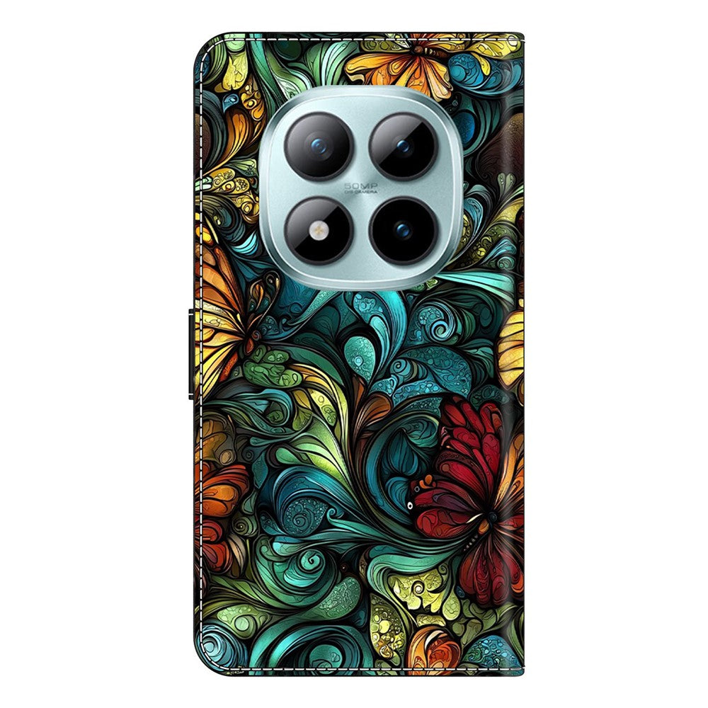 Wallet Case For Xiaomi Poco M8 5G / Redmi Note 15 5G (Global) / 15 4G (Global) Pattern Printing PU Leather Flip Stand Phone Cover - Watercolor Flowers and Plants