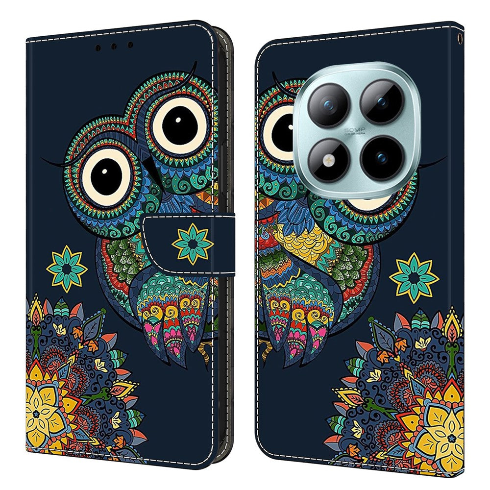 Wallet Case For Xiaomi Poco M8 5G / Redmi Note 15 5G (Global) / 15 4G (Global) Pattern Printing PU Leather Flip Stand Phone Cover - Mandala Owl