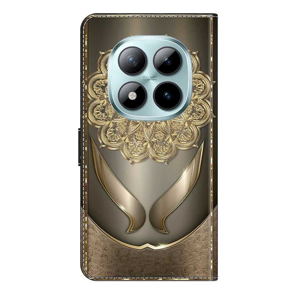 Wallet Case For Xiaomi Poco M8 5G / Redmi Note 15 5G (Global) / 15 4G (Global) Pattern Printing PU Leather Flip Stand Phone Cover - Shining Golden Flowers