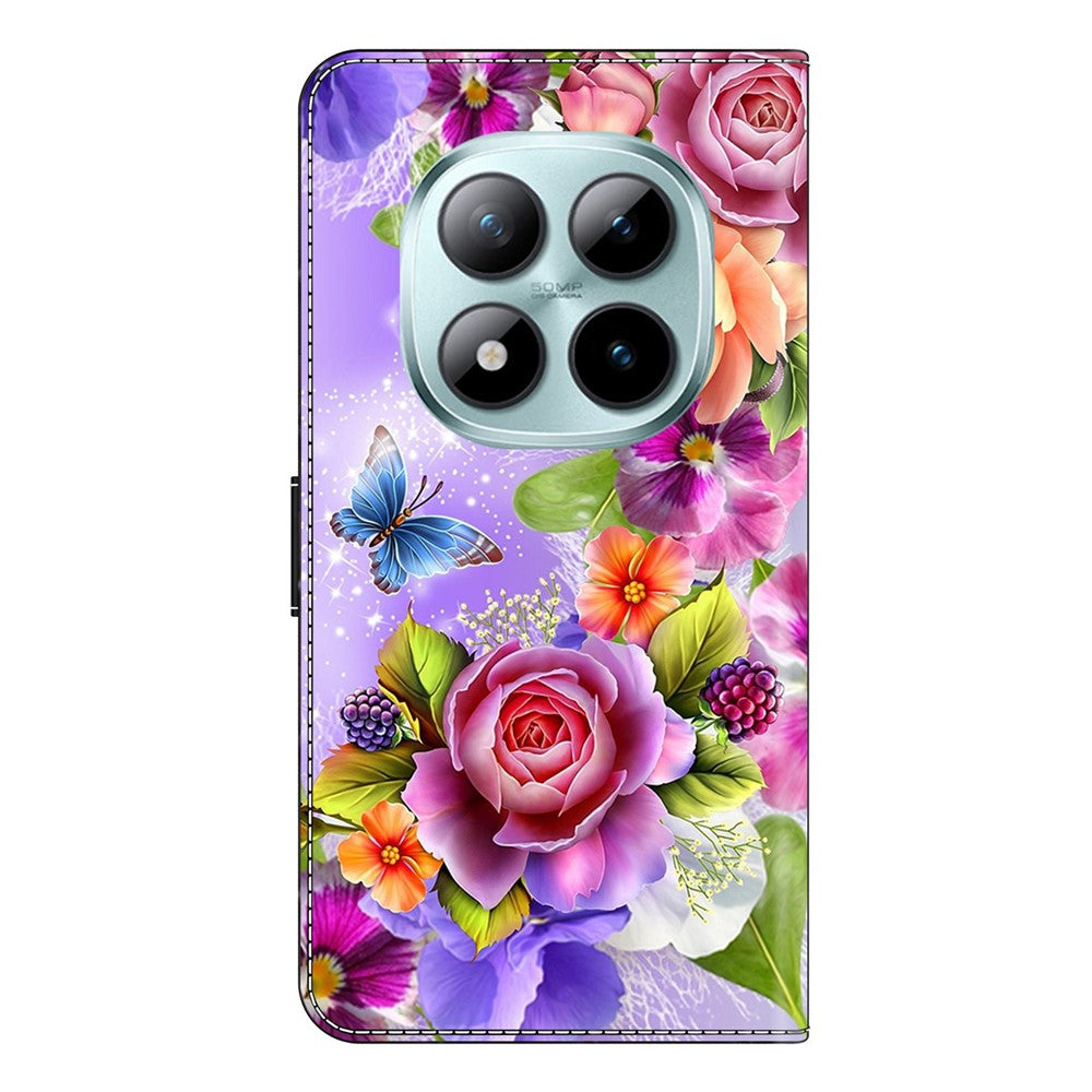 Wallet Case For Xiaomi Poco M8 5G / Redmi Note 15 5G (Global) / 15 4G (Global) Pattern Printing PU Leather Flip Stand Phone Cover - Flowers