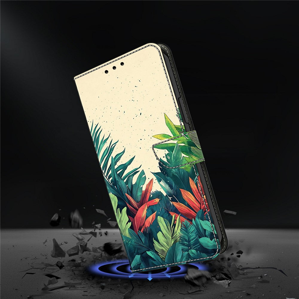 Wallet Case For Xiaomi Poco M8 5G / Redmi Note 15 5G (Global) / 15 4G (Global) Pattern Printing PU Leather Flip Stand Phone Cover - Leaves