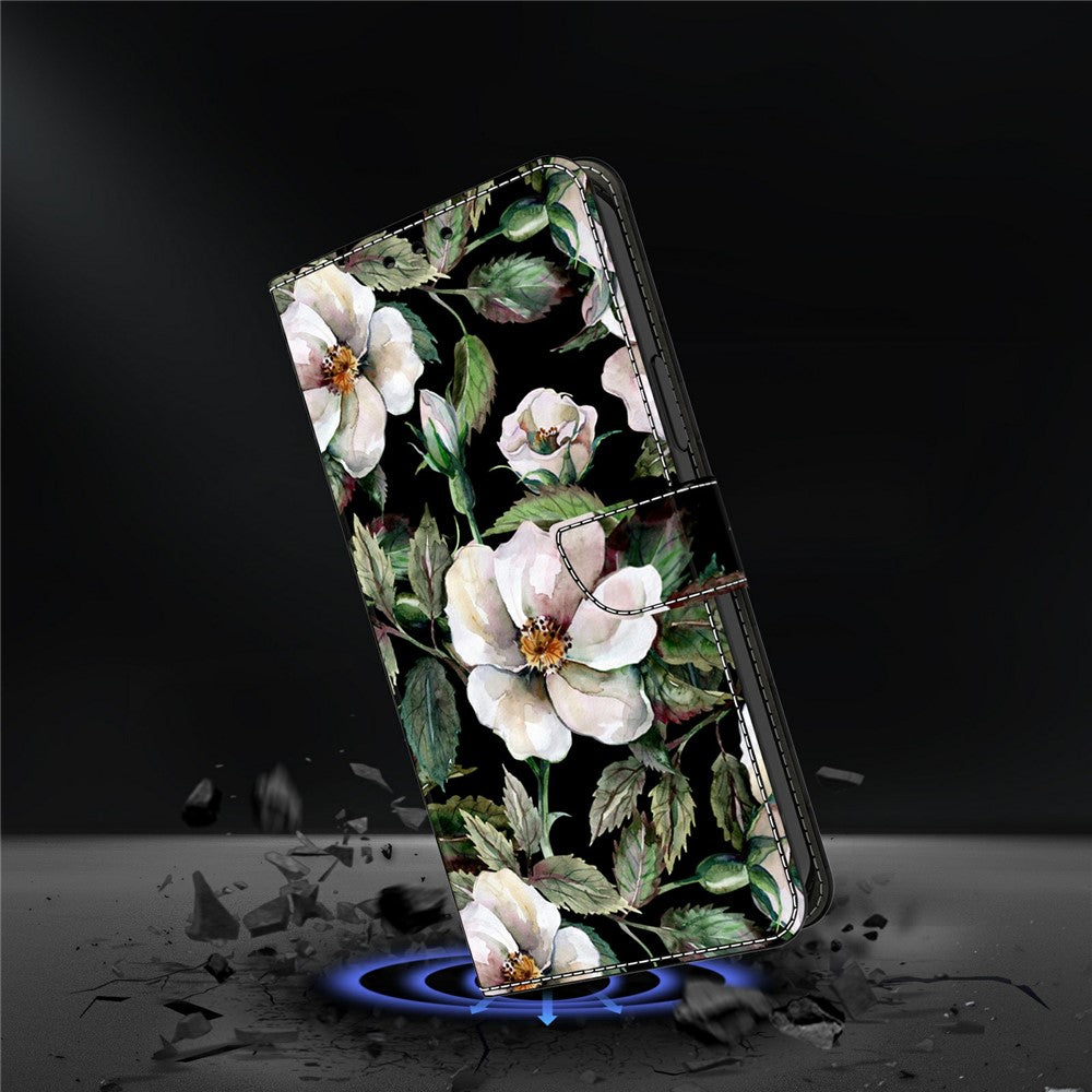 Wallet Case For Xiaomi Poco M8 5G / Redmi Note 15 5G (Global) / 15 4G (Global) Foldable Stand Pattern Printing PU Leather Flip Phone Cover - Large Flower