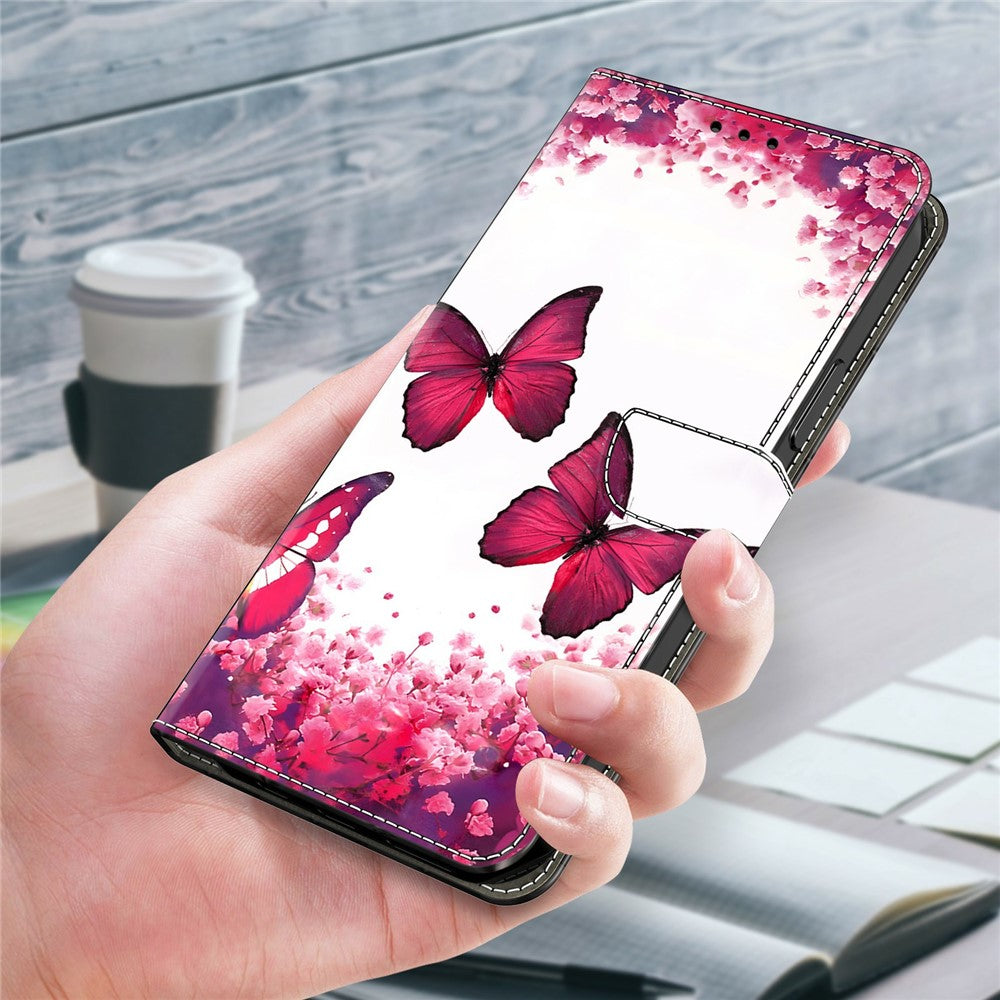 Wallet Case For Xiaomi Poco M8 5G / Redmi Note 15 5G (Global) / 15 4G (Global) Foldable Stand Pattern Printing PU Leather Flip Phone Cover - Red Butterfly