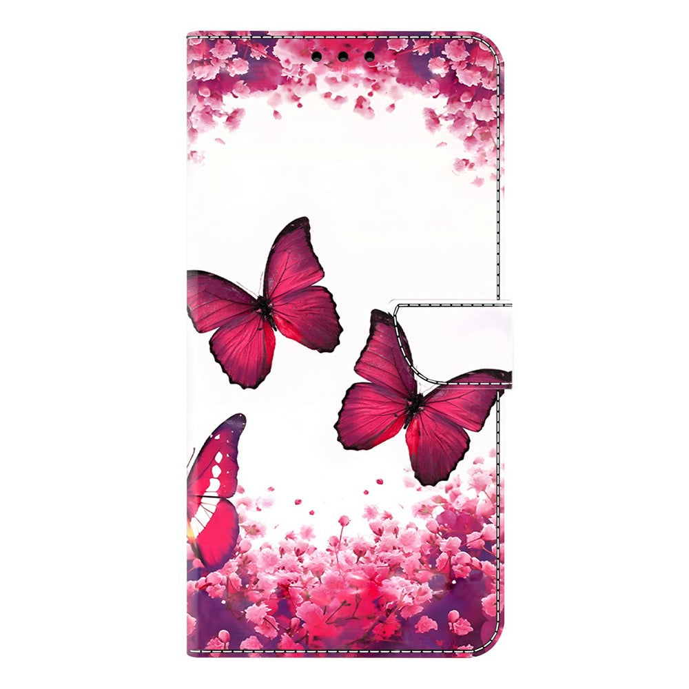 Wallet Case For Xiaomi Poco M8 5G / Redmi Note 15 5G (Global) / 15 4G (Global) Foldable Stand Pattern Printing PU Leather Flip Phone Cover - Red Butterfly