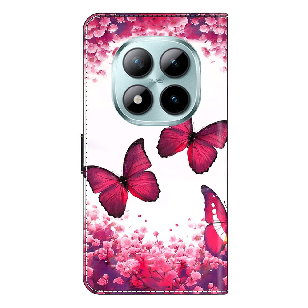 Wallet Case For Xiaomi Poco M8 5G / Redmi Note 15 5G (Global) / 15 4G (Global) Foldable Stand Pattern Printing PU Leather Flip Phone Cover - Red Butterfly