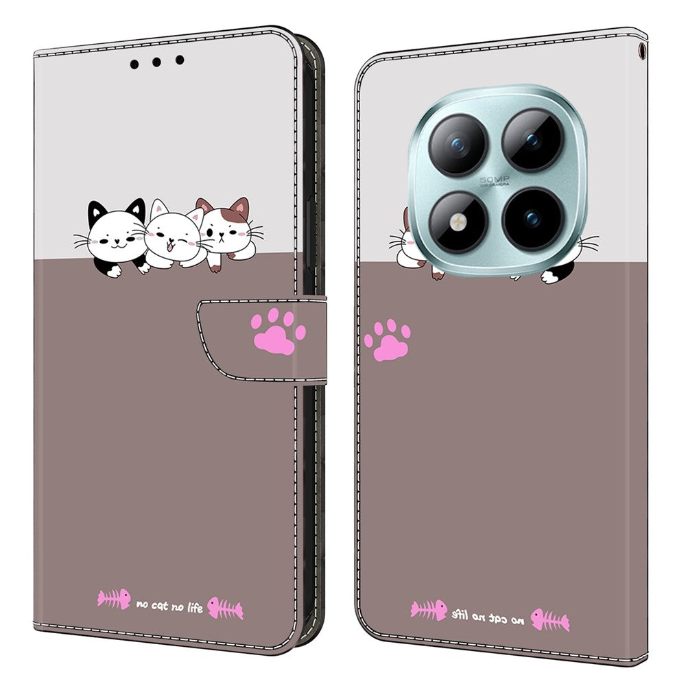 Wallet Case For Xiaomi Poco M8 5G / Redmi Note 15 5G (Global) / 15 4G (Global) Foldable Stand Pattern Printing PU Leather Flip Phone Cover - Cats