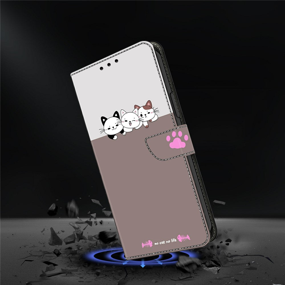 Wallet Case For Xiaomi Poco M8 5G / Redmi Note 15 5G (Global) / 15 4G (Global) Foldable Stand Pattern Printing PU Leather Flip Phone Cover - Cats