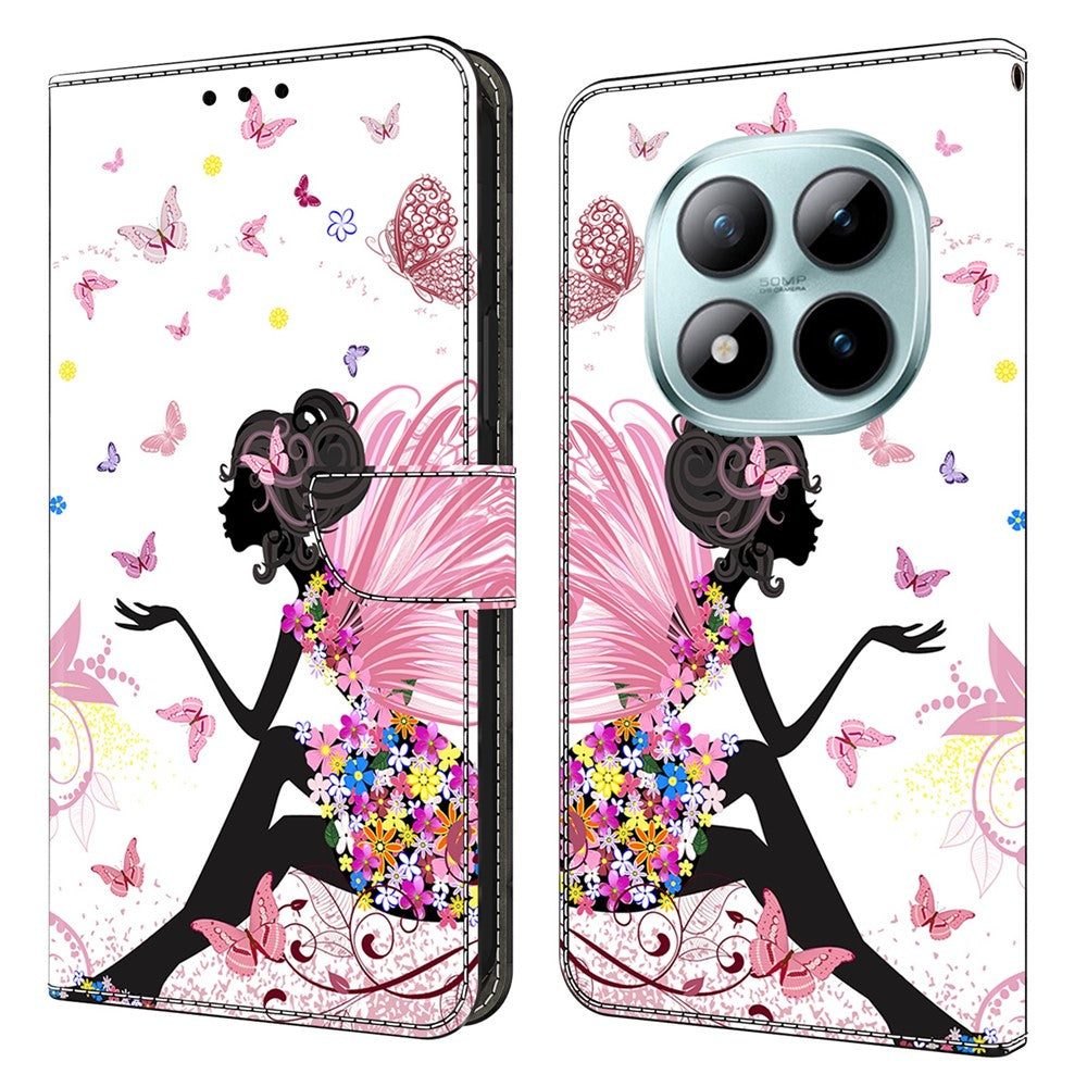 Wallet Case For Xiaomi Poco M8 5G / Redmi Note 15 5G (Global) / 15 4G (Global) Foldable Stand Pattern Printing PU Leather Flip Phone Cover - Butterfly Woman